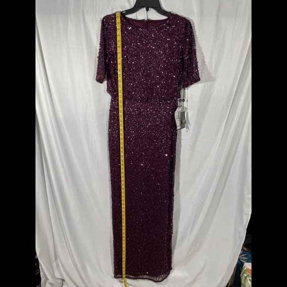 NWT Adrianna Papell Blouson Sequin Gown in‎ Cassis [SZ 2 ] - Picture 9 of 12